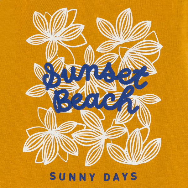 قميص داخلي أصفر كاري عليه رسالة، للفتيات